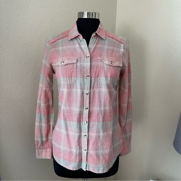 Toad & Co Airbrush LS Deco Shirt Plaid Red Green - Picture 1 of 14